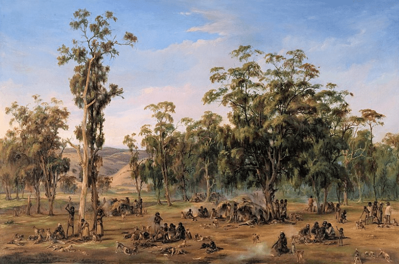 Alexander_Schramm_-_An_Aboriginal_encampment,_near_the_Adelaide_foothills_-_Google_Art_Project